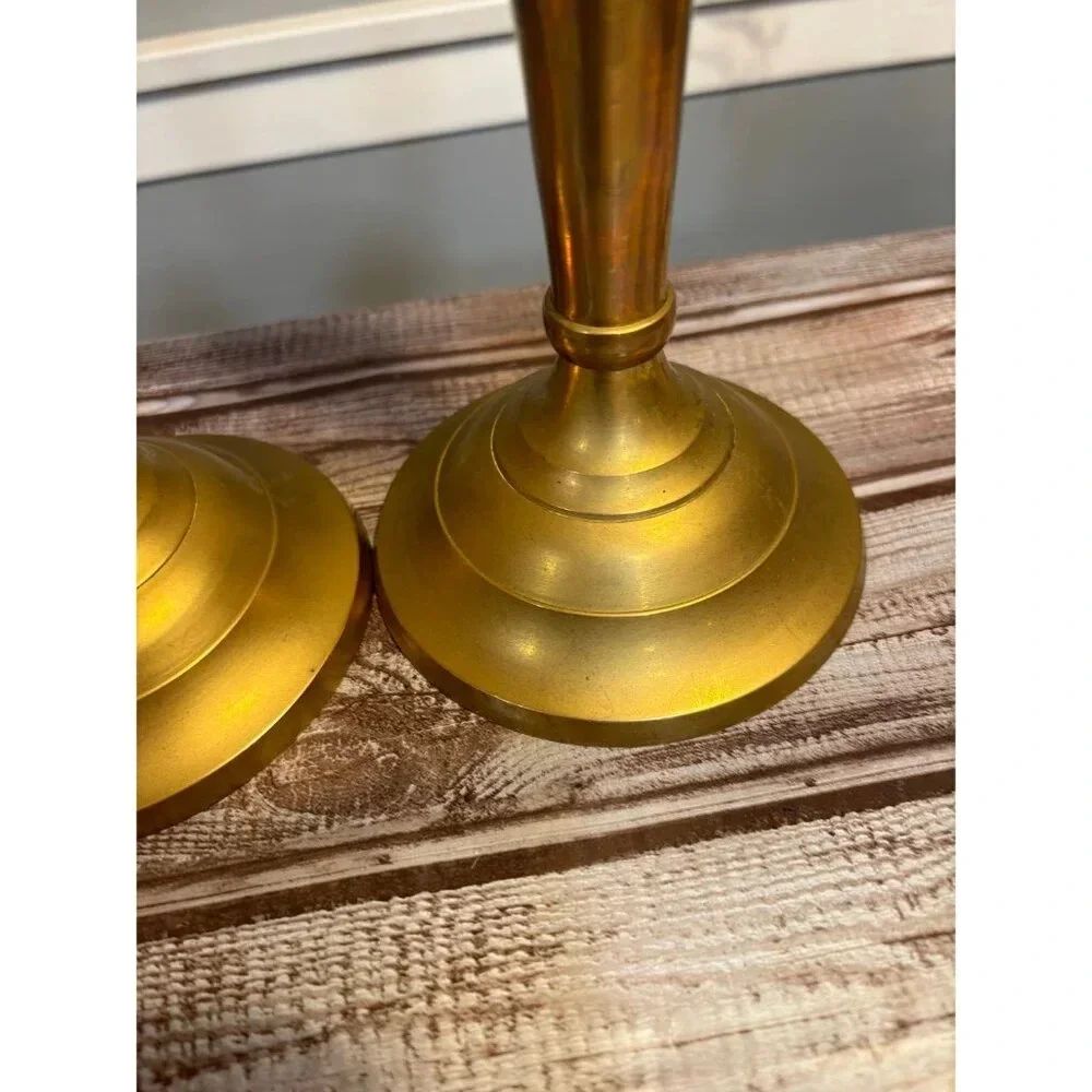 Solid Brass Rope Design Candlesticks, Made in India, Pair - 10.5